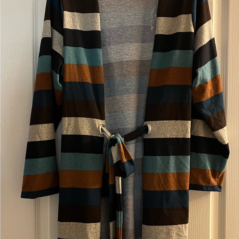 Striped Multicolor Belted Cardigan